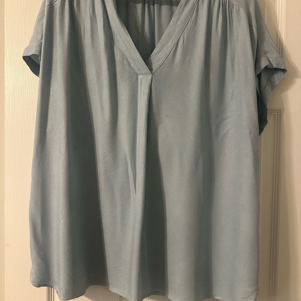 Nine West Soft Blue V-Neck Blouse